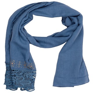 Designer Cotton Plain Women's Stole - Arctic Blue